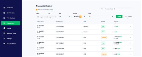 Transaction History .